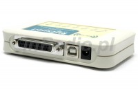 RIGEXPERT WTI-1 Bezprzewodowy modem cyfrowy od lewej: złącze DB25 do podłączenia radiostacji - przewody pasują od innych modemów Rigexperta, USB do programowania wewnętrznych stałych nastaw i ostatnie zasilające 5V