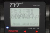 Reflektometr cyfrowy VHF/UHF TYT SW-102 posiada możliwość korekcji mocy/częstotliwości