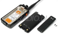 Duobander TYT TH-UV8200 VHF/UHF z wyposażeniem: akumulator z fajnym odbezpieczeniem zatrzasku, klips na pasek